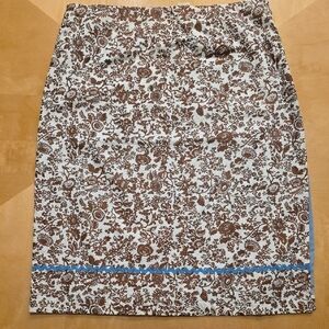 Fork -Floral Brown and Blue Women's Skirt. Size 6. NWT
